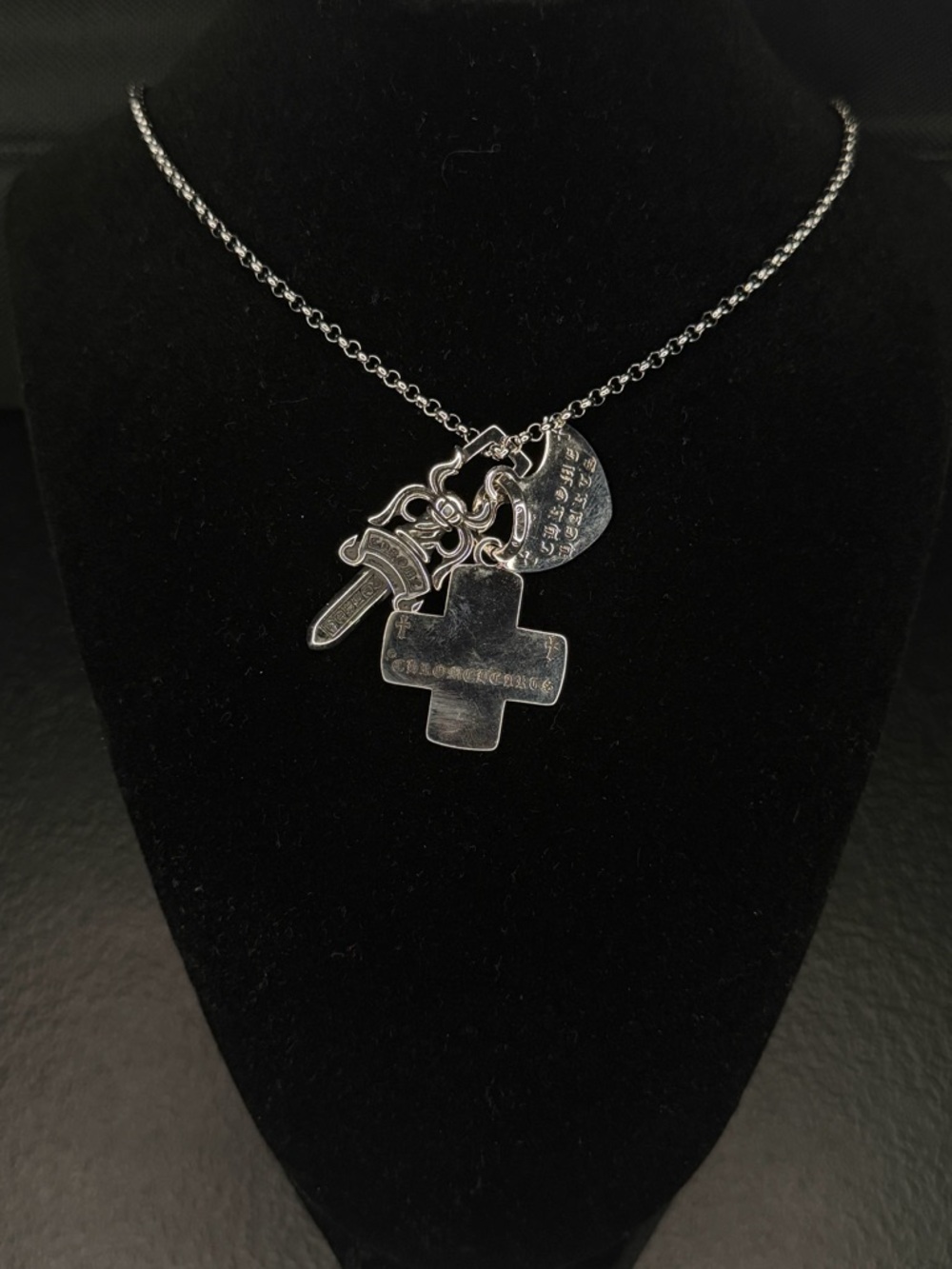 Chrome Hearts Three Tag Pendant Unisex Necklace